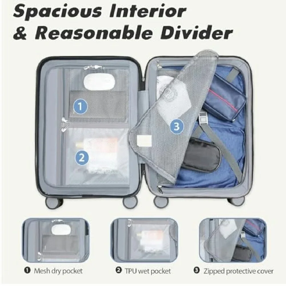 20-Inch Expandable Hard Shell Carry-On Luggage with Spinner Wheels & TSA Lock